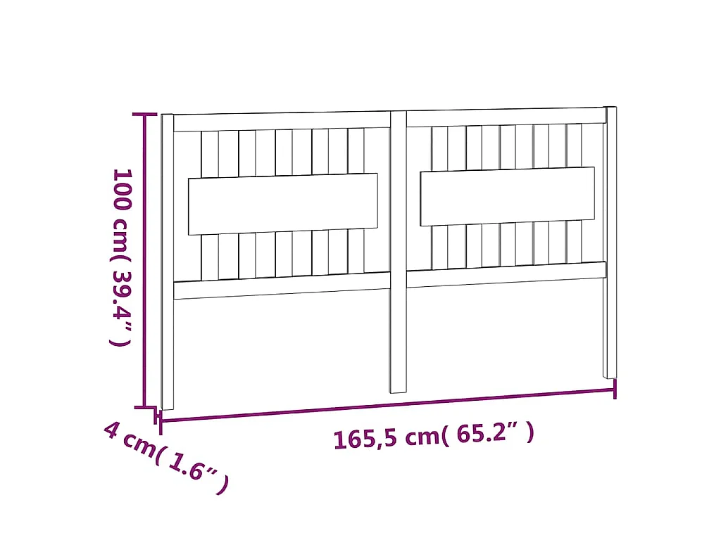 Tête de lit Blanc 165,5x4x100 cm Bois massif de pin