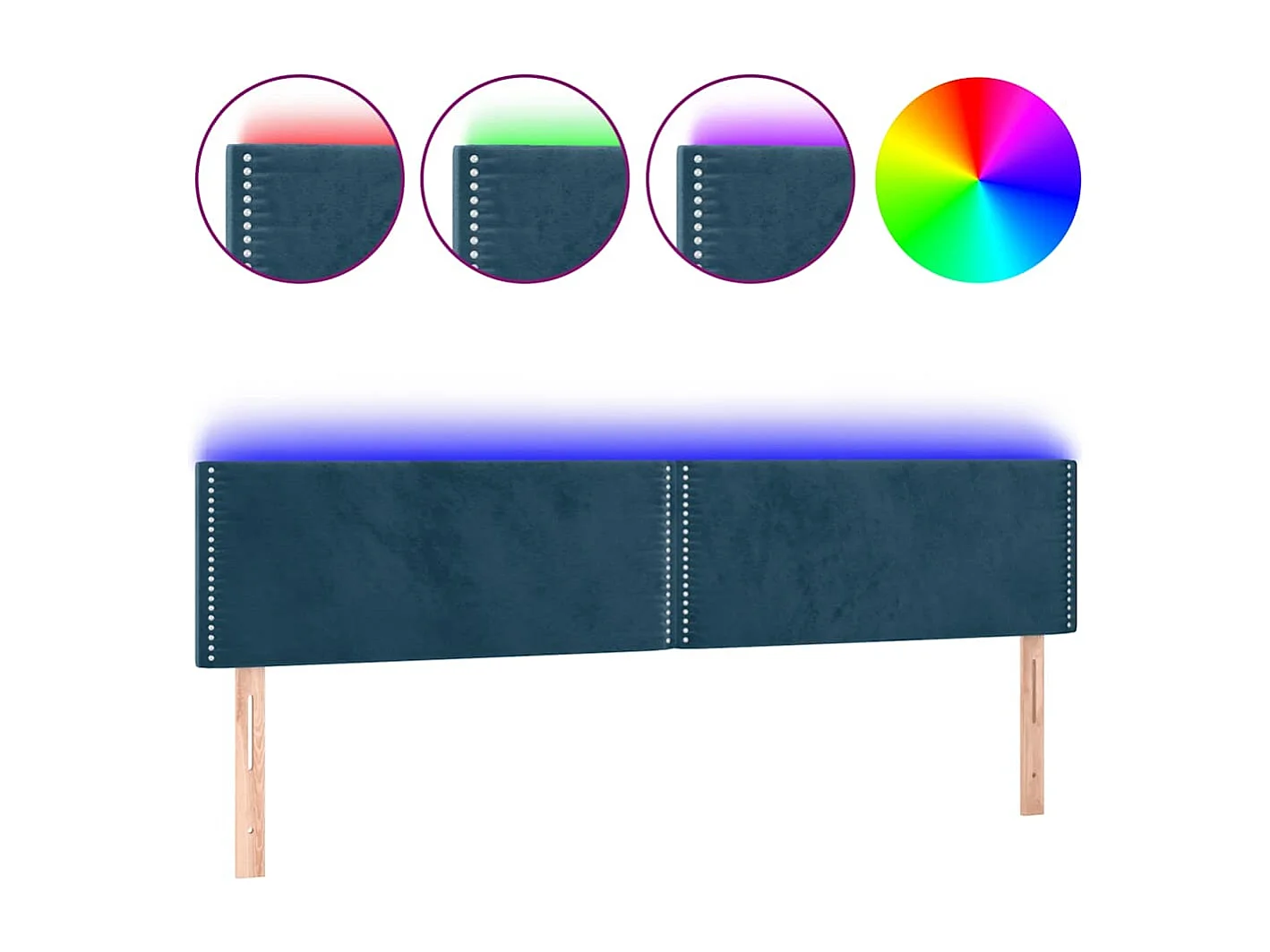 LED Kopfteil Dunkelblau 180x5x78/88 cm Samt