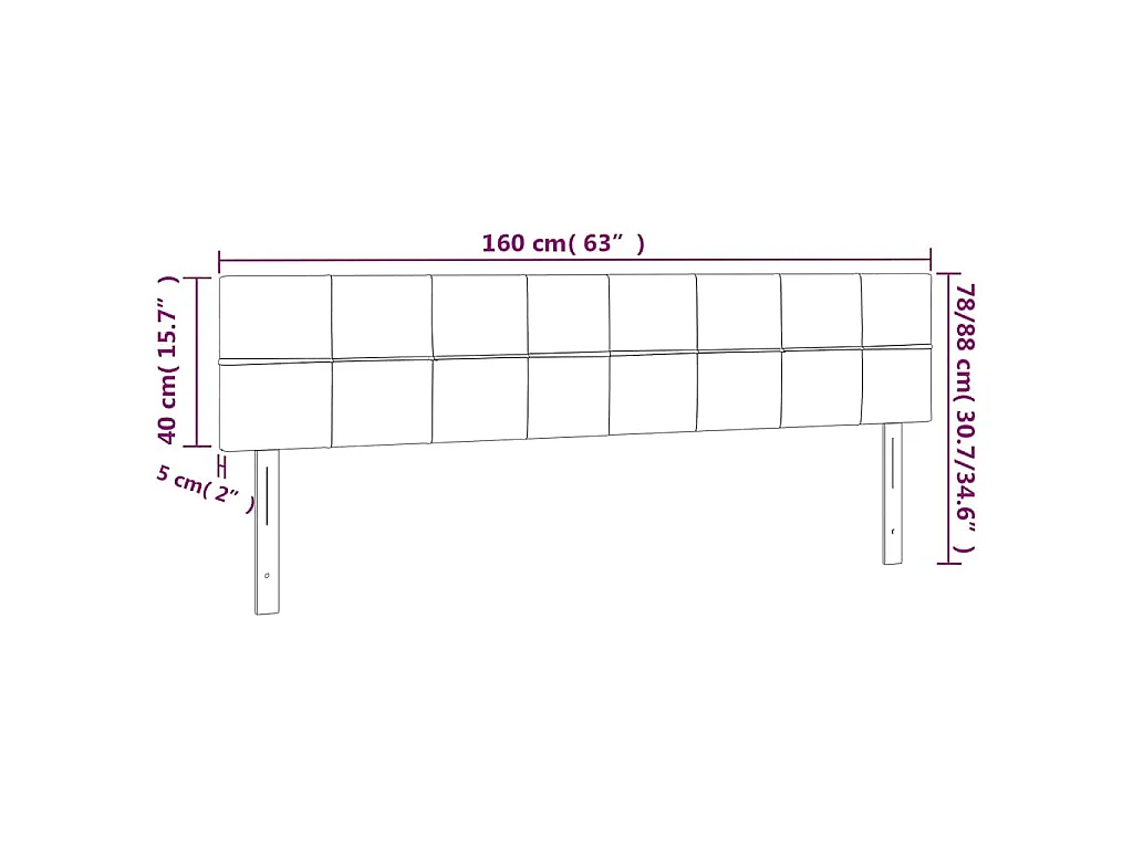 Têtes de lit Gris foncé 160x5x78/88 cm Velours