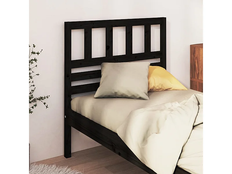 Testiera per Letto Nera 106x4x100 cm in Legno Massello di Pino