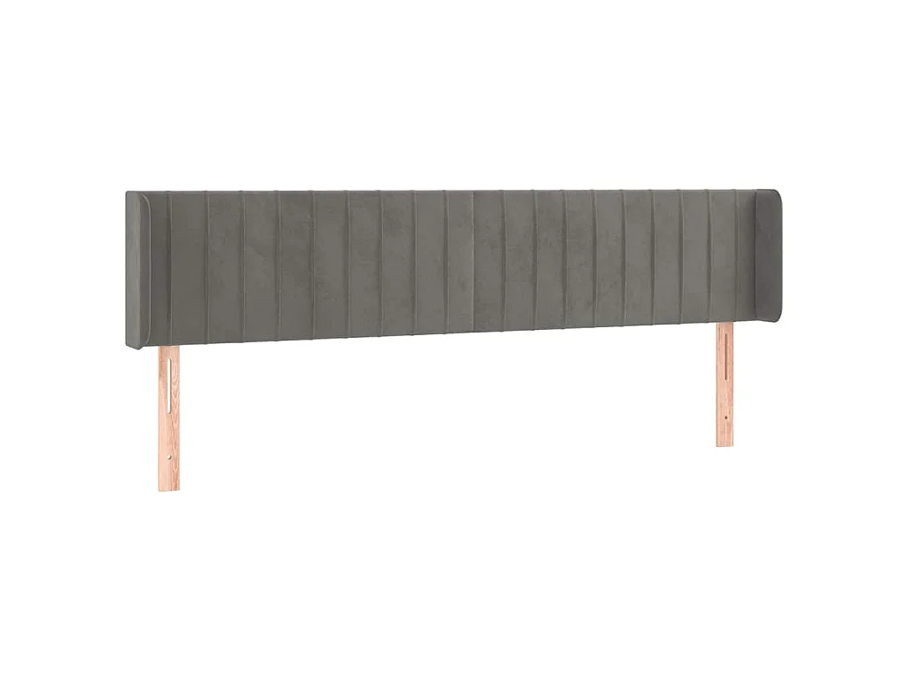 Testiera a LED Grigio Chiaro 203x16x78/88 cm in Velluto