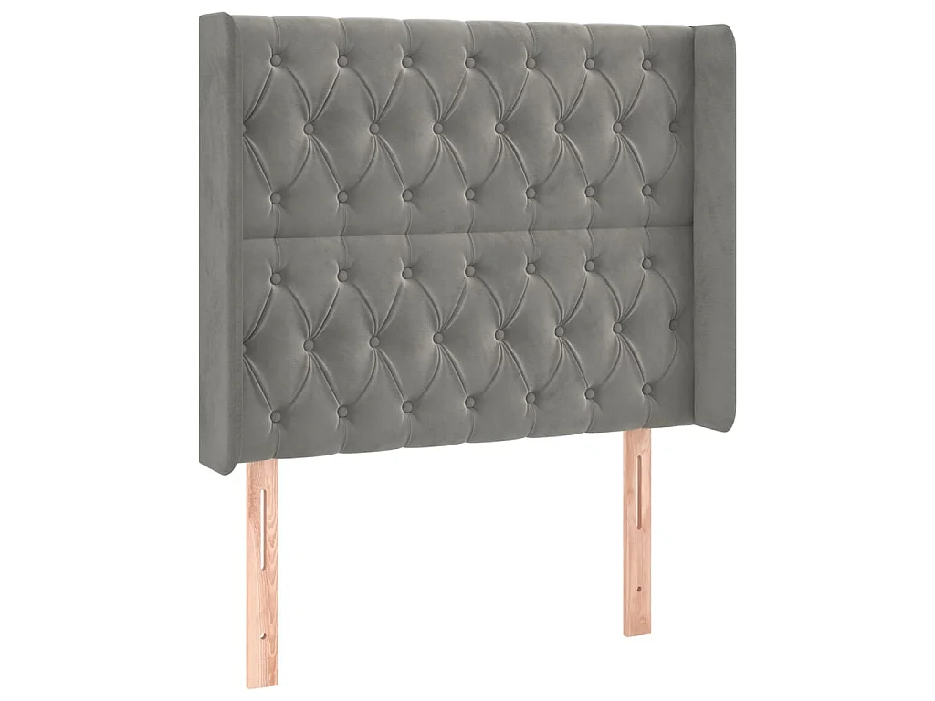 Tête de lit avec oreilles Gris clair 103x16x118/128 cm Velours