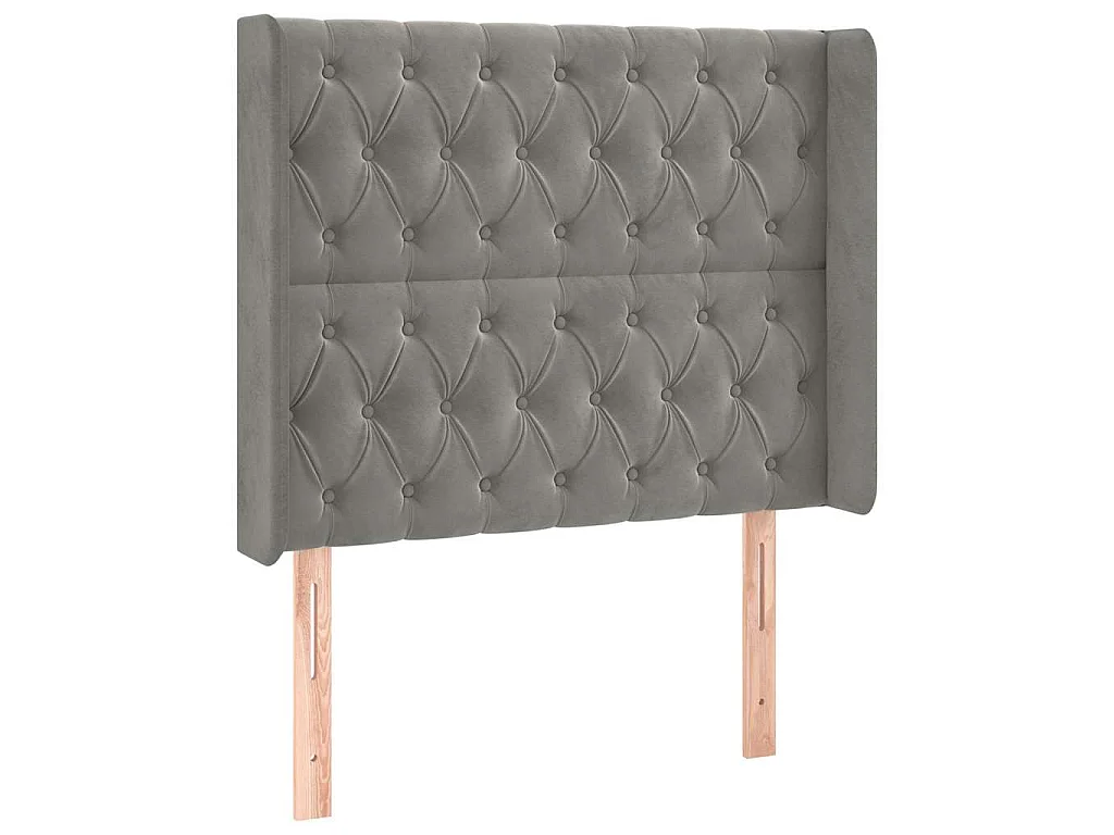 Hoofdbord met randen 103x16x118/128 cm fluweel lichtgrijs