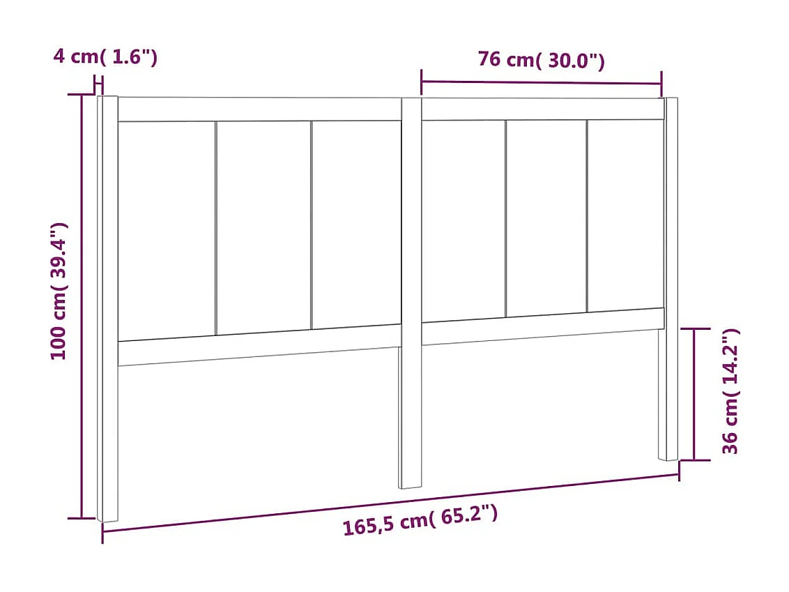 Tête de lit 165,5x4x100 cm Bois massif de pin