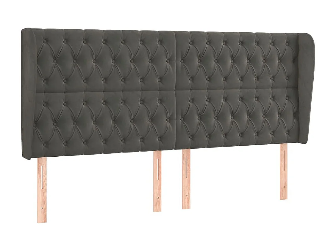 Tête de lit avec oreilles Gris foncé 183x23x118/128 cm Velours