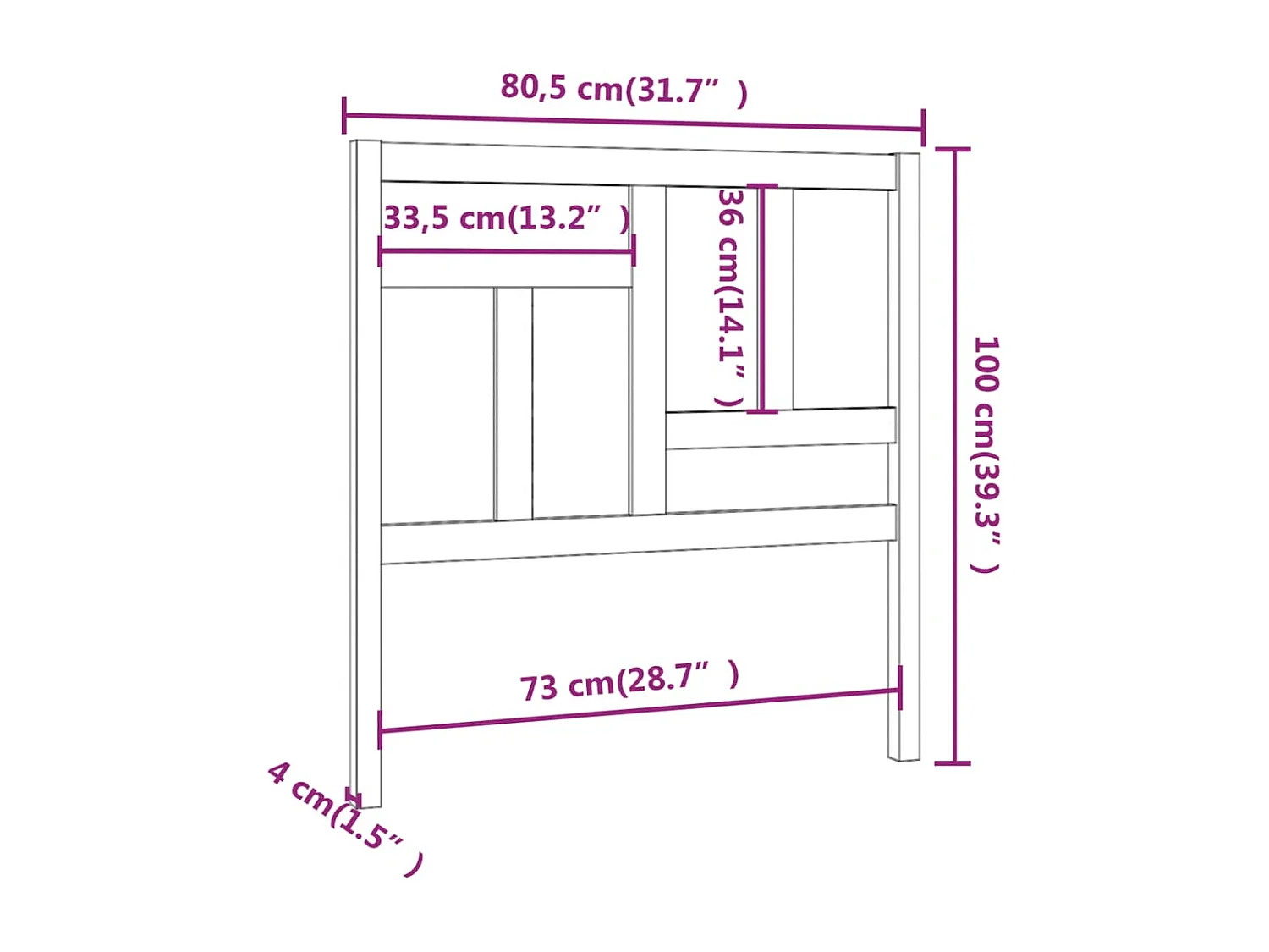 Tête de lit 80,5x4x100 cm Bois massif de pin