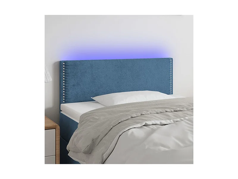 Tête de lit à LED Bleu foncé 100x5x78/88 cm Velours