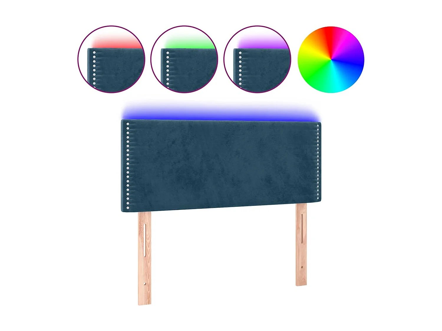 LED Kopfteil Dunkelblau 100x5x78/88 cm Samt