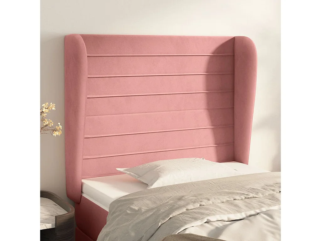 Kopfteil mit Ohren Rosa 103x23x118/128 cm Samt