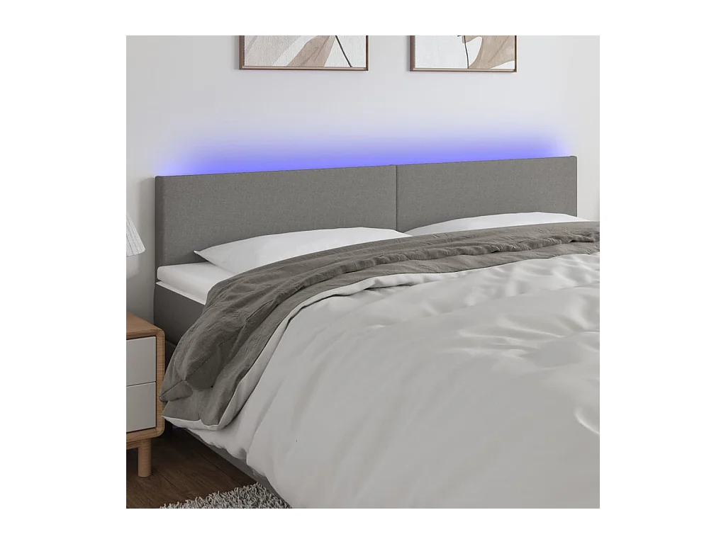 Tête de lit à LED Gris foncé 200x5x78/88 cm Tissu