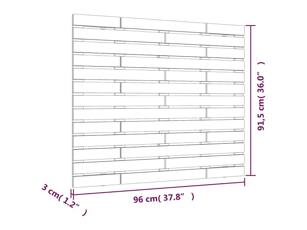 Hoofdbord wandmontage 96x3x91,5 cm massief grenenhout grijs