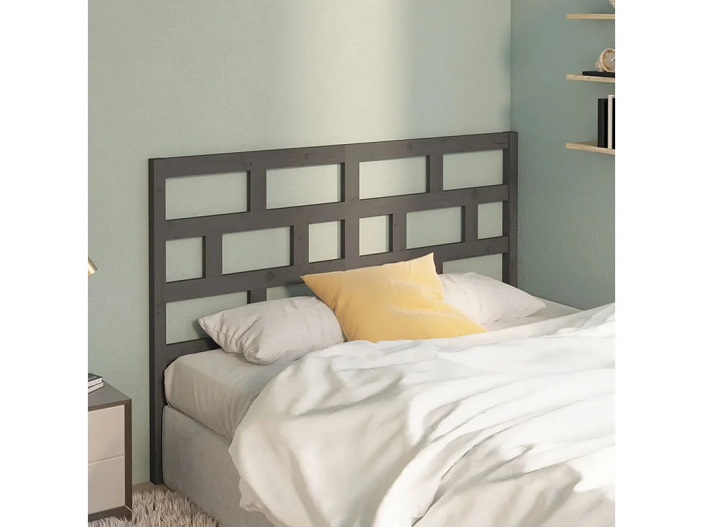 Testiera per Letto Grigia 156x4x100cm in Legno Massello di Pino