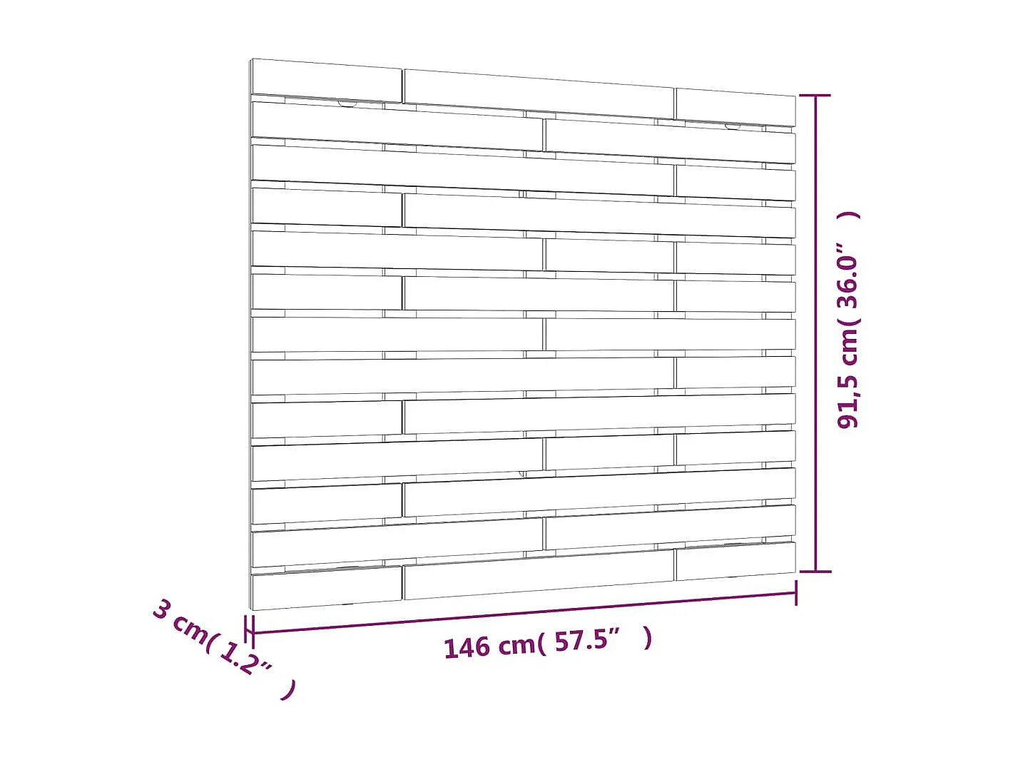 Tête de lit murale 146x3x91,5 cm Bois massif de pin