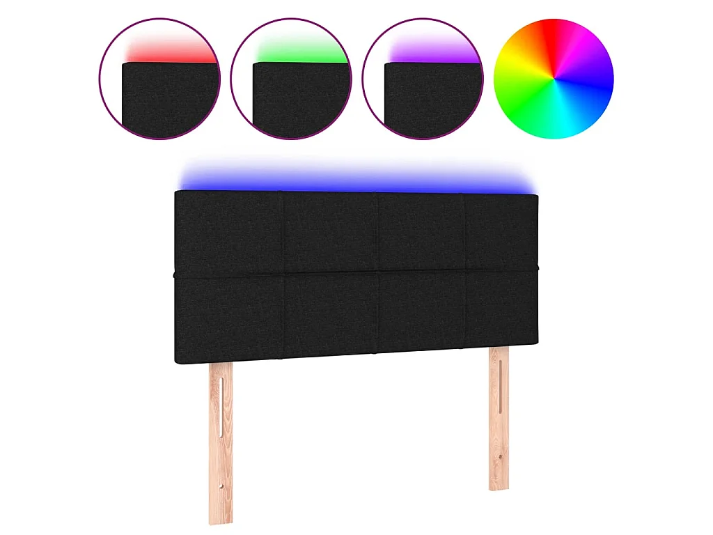 Cabecero con LED de tela negro 90x5x78/88 cm