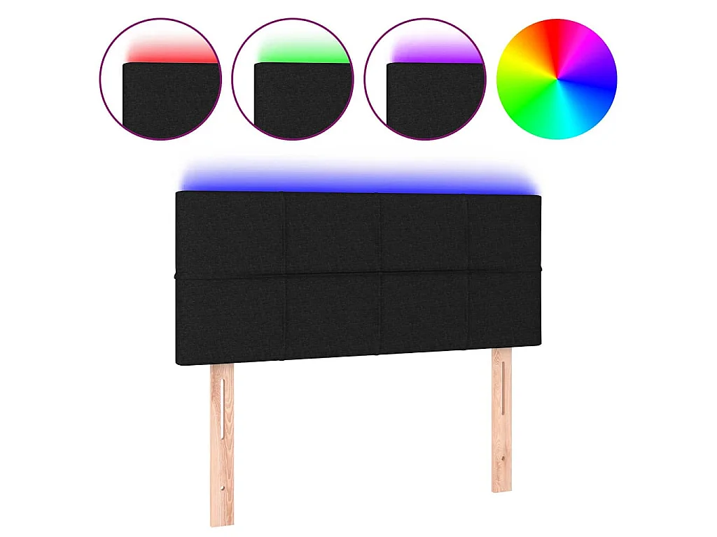 Hoofdbord LED 90x5x78/88 cm stof zwart