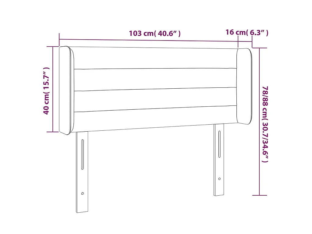 Hoofdbord LED 103x16x78/88 cm stof blauw