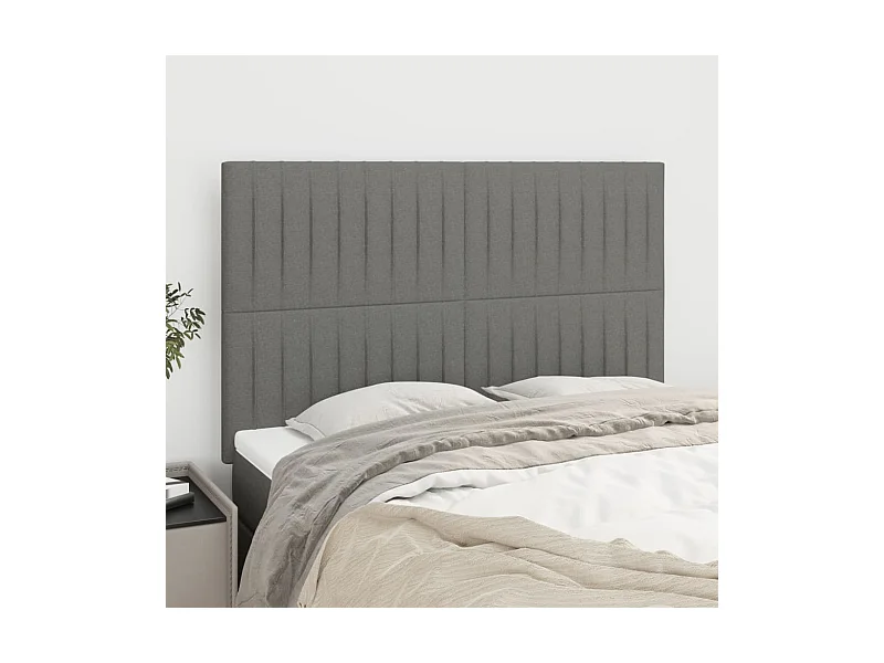 Kopfteile 4 Stk. Dunkelgrau 72x5x78/88 cm Stoff