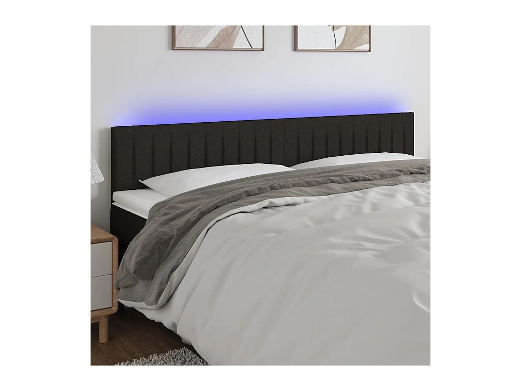 Tête de lit à LED Noir 160x5x78/88 cm Tissu