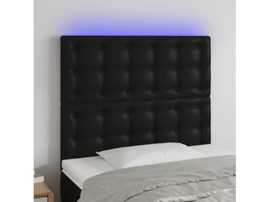 Kauf Unique LED Kopfteil Schwarz 90x5x118/128 cm Kunstleder