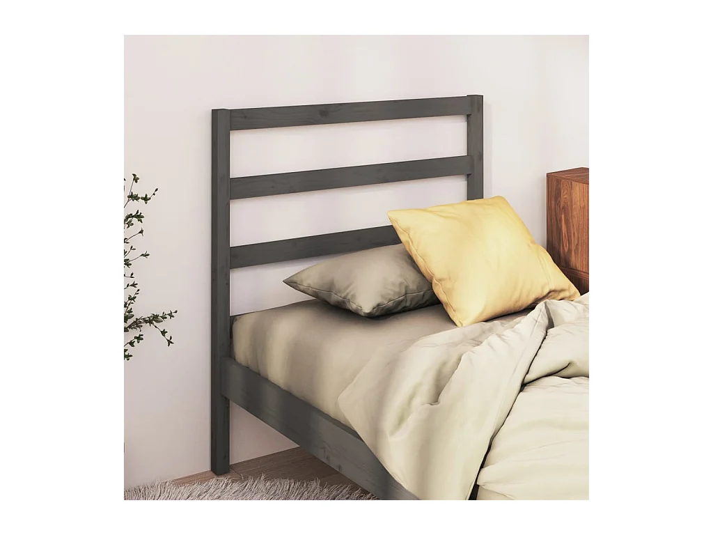 Tête de lit Gris 96x4x100 cm Bois massif de pin