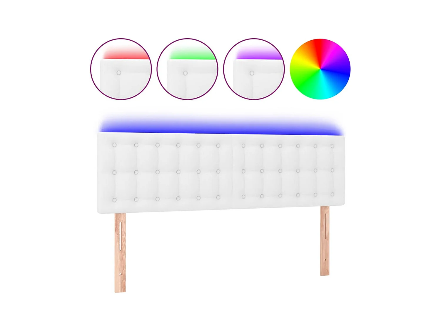 Tête de lit à LED Blanc 144x5x78/88 cm Similicuir