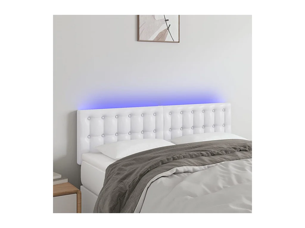 Hoofdbord LED 144x5x78/88 cm kunstleer wit