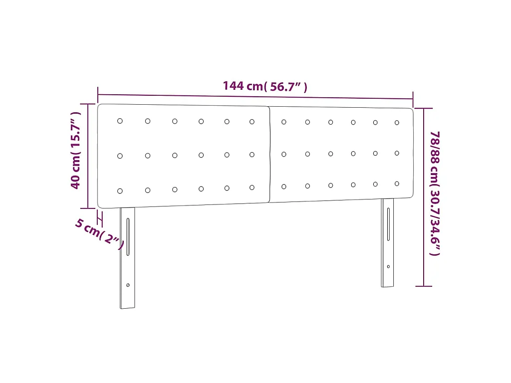 Hoofdbord LED 144x5x78/88 cm kunstleer wit