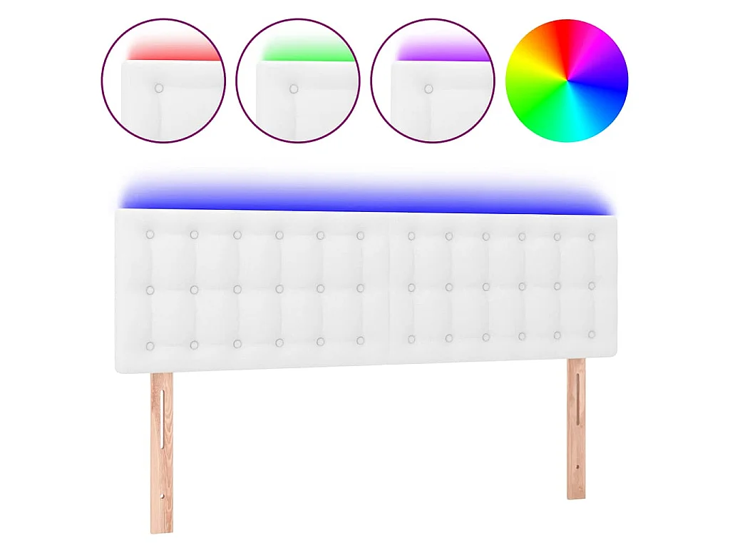 LED Kopfteil Weiß 144x5x78/88 cm Kunstleder