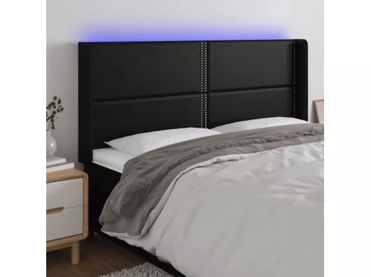 Kauf Unique LED Kopfteil Schwarz 183x16x118/128 cm Kunstleder