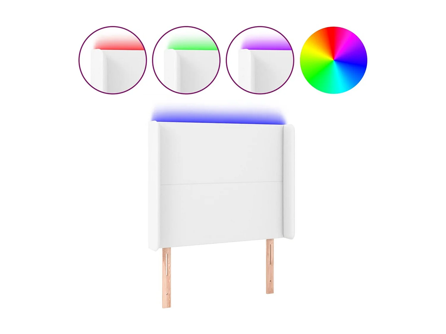 Hoofdbord LED 103x16x118/128 cm kunstleer wit