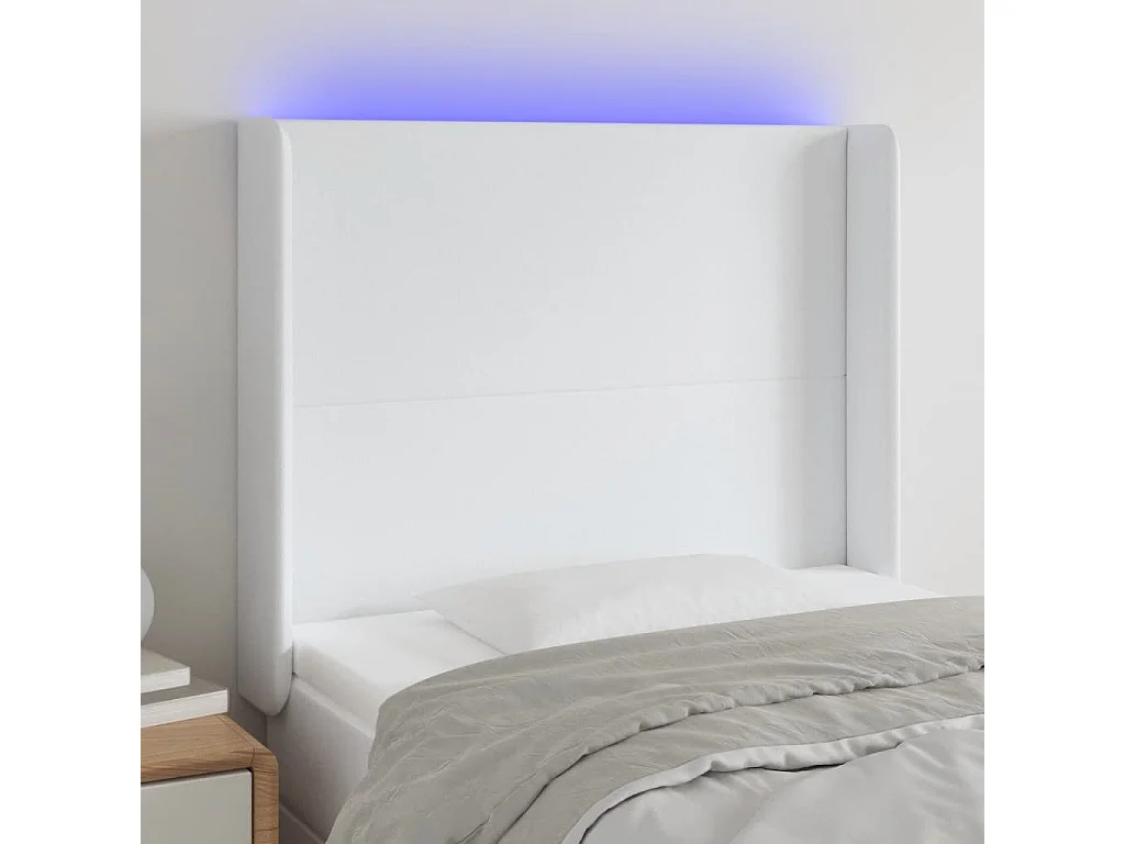 Hoofdbord LED 103x16x118/128 cm kunstleer wit