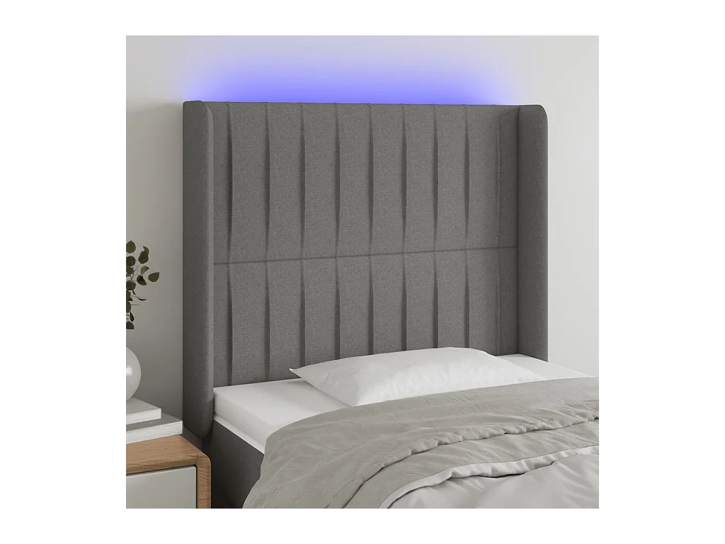 Testiera a LED GrigioScuro 103x16x118/128cm inTessuto