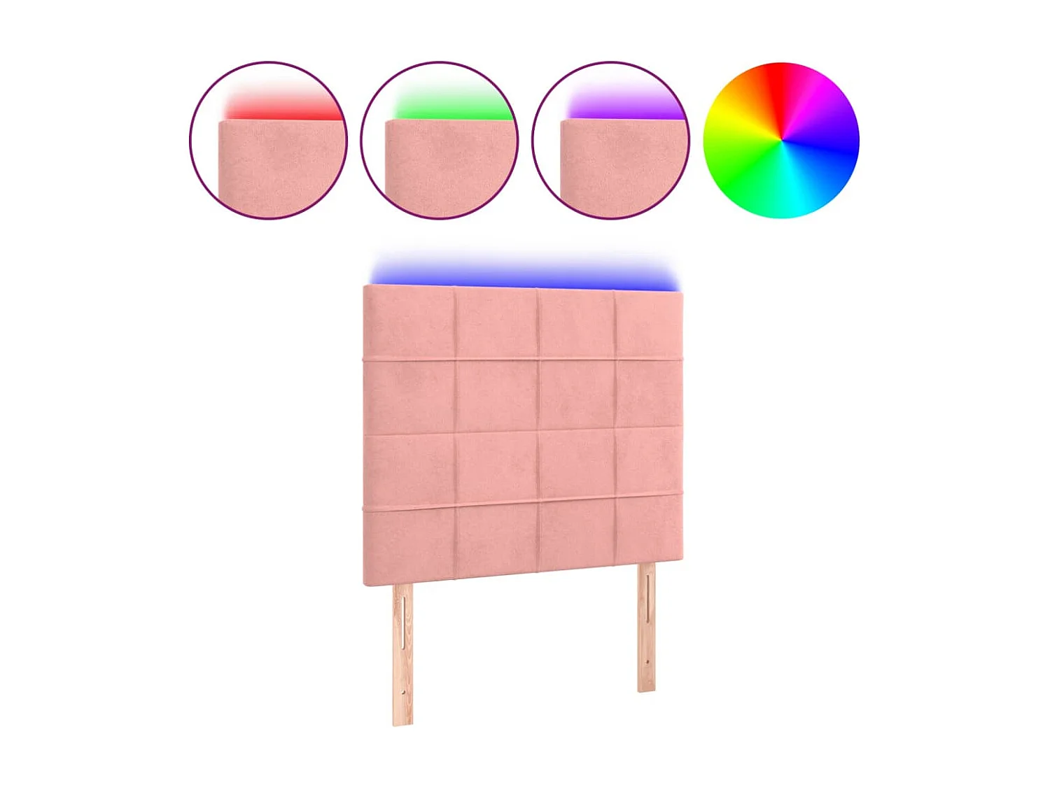 Hoofdbord LED 90x5x118/128 cm fluweel roze