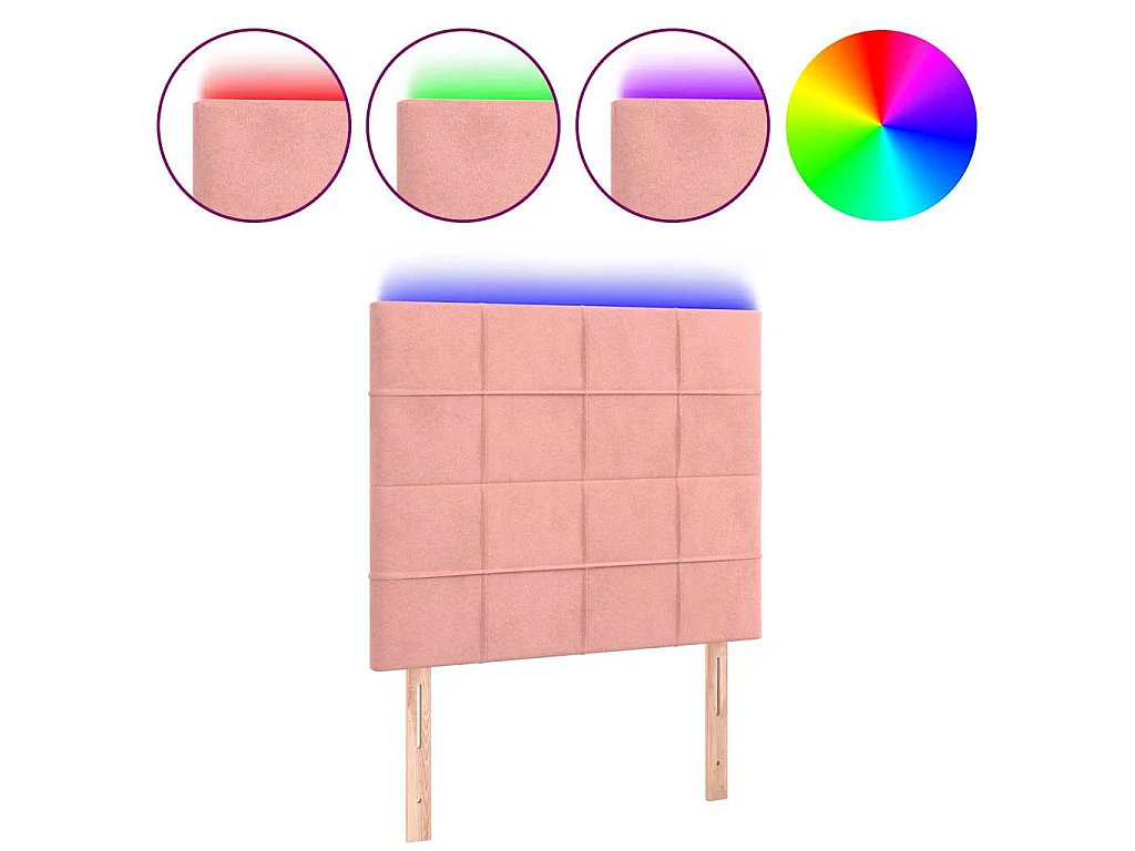Tête de lit à LED Rose 90x5x118/128 cm Velours