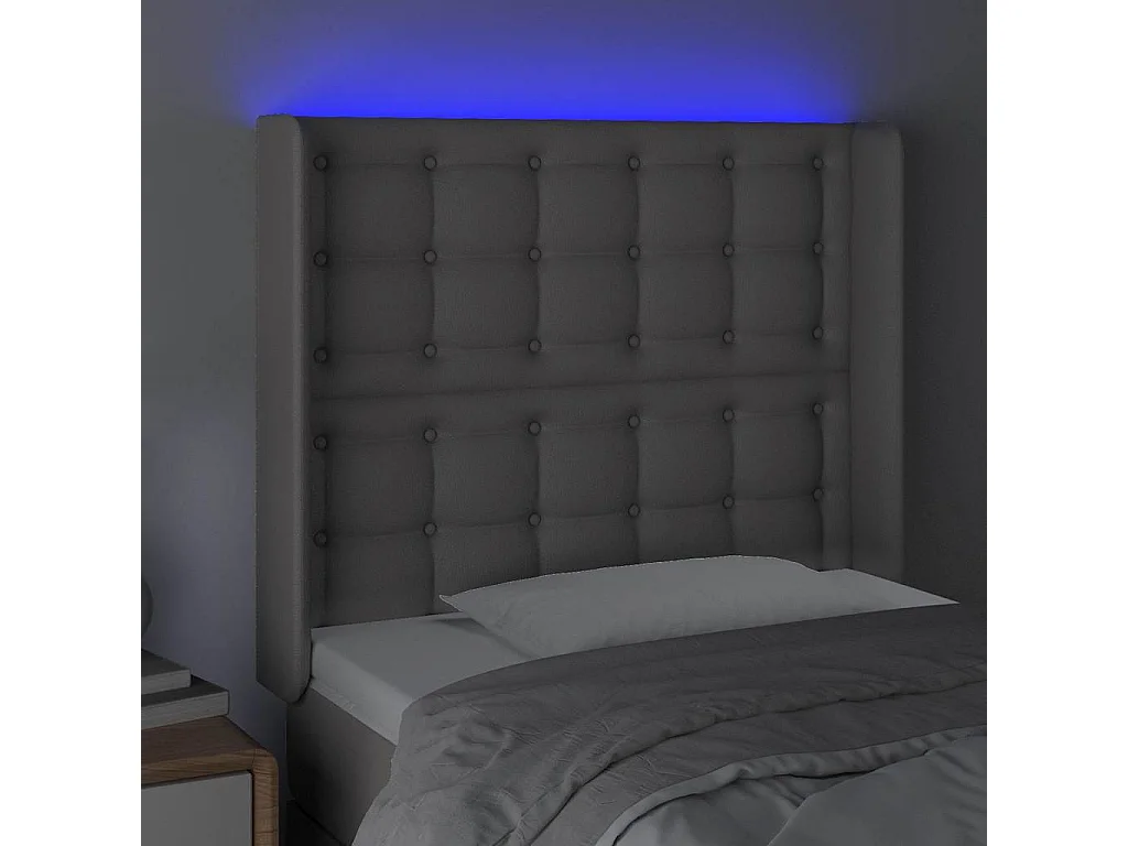 Testiera a LED Grigio 93x16x118/128 cm in Similpelle