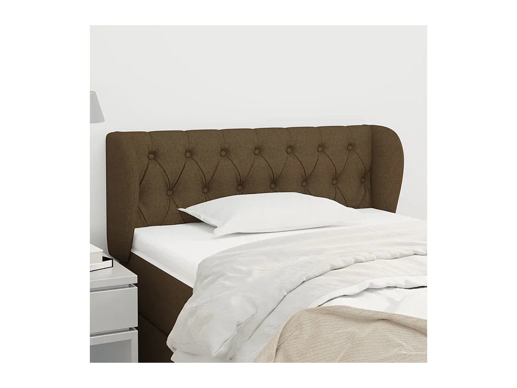 Tête de lit avec oreilles Marron foncé 93x23x78/88 cm Tissu