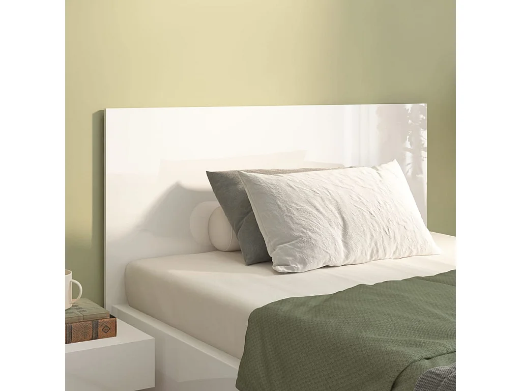 Tête de lit Blanc brillant 120x1,5x80 cm Bois d'ingénierie