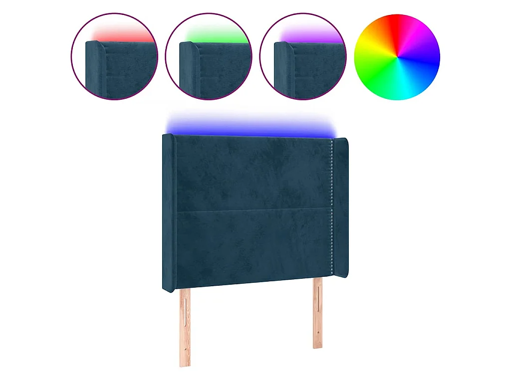 Tête de lit à LED Bleu foncé 103x16x118/128 cm Velours