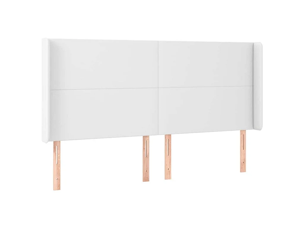 Tête de lit avec oreilles Blanc 163x16x118/128 cm Similicuir