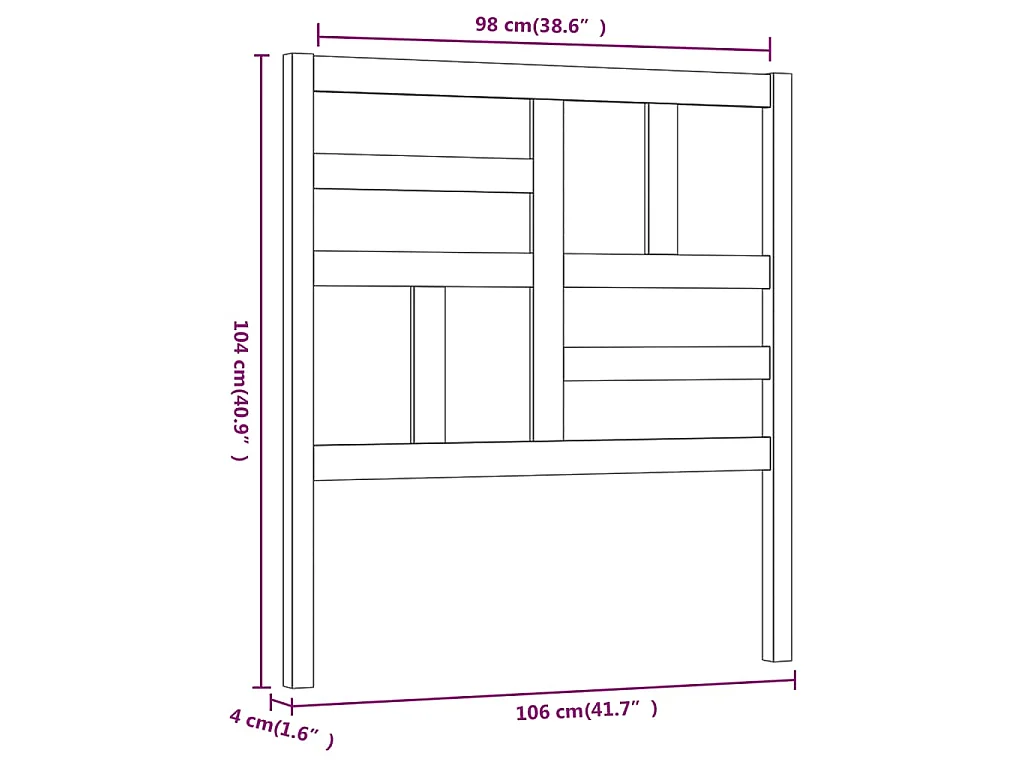 Tête de lit Marron miel 106x4x104 cm Bois massif de pin