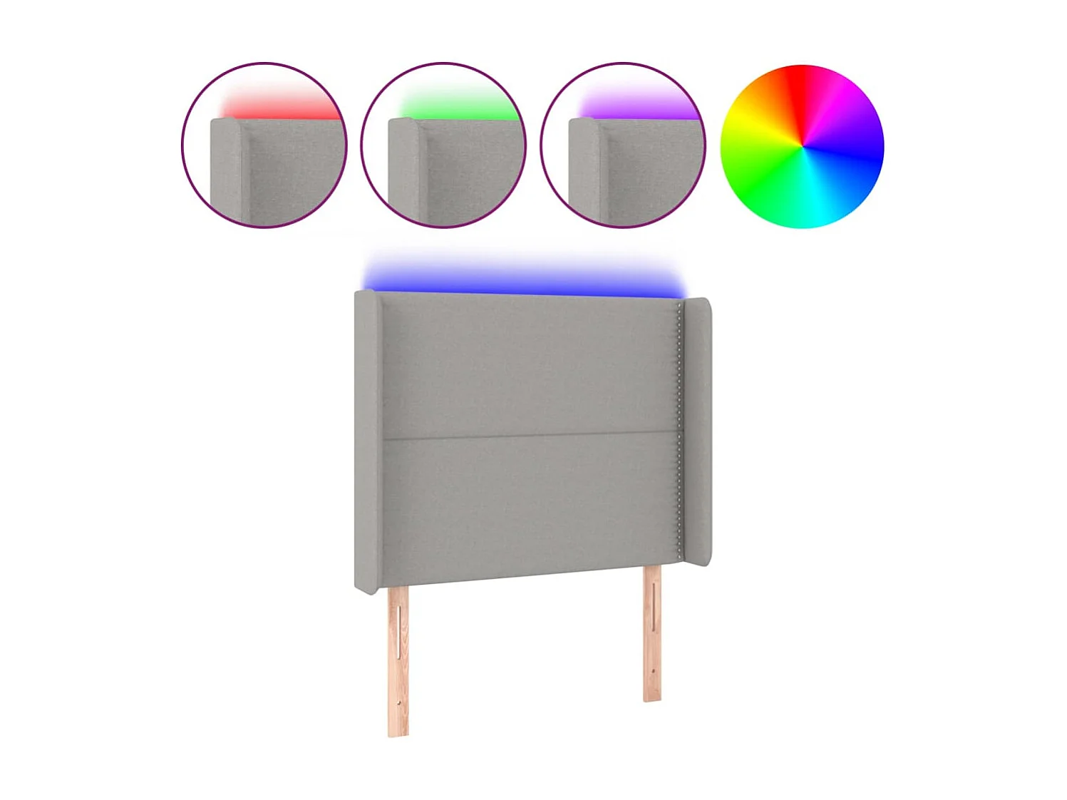 LED Kopfteil Hellgrau 83x16x118/128 cm Stoff