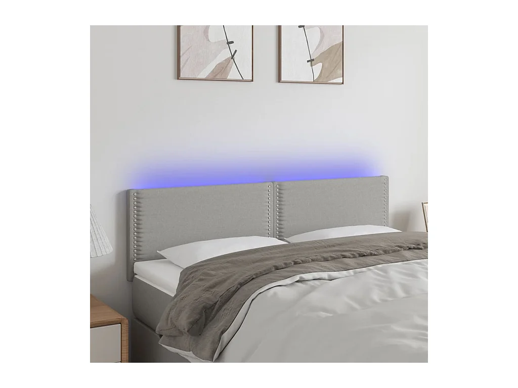 Tête de lit à LED Gris clair 144x5x78/88 cm Tissu