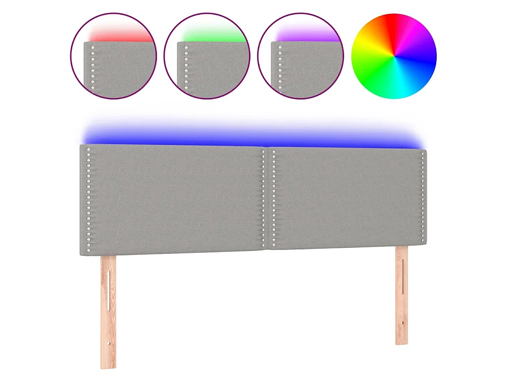Hoofdbord LED 144x5x78/88 cm stof lichtgrijs