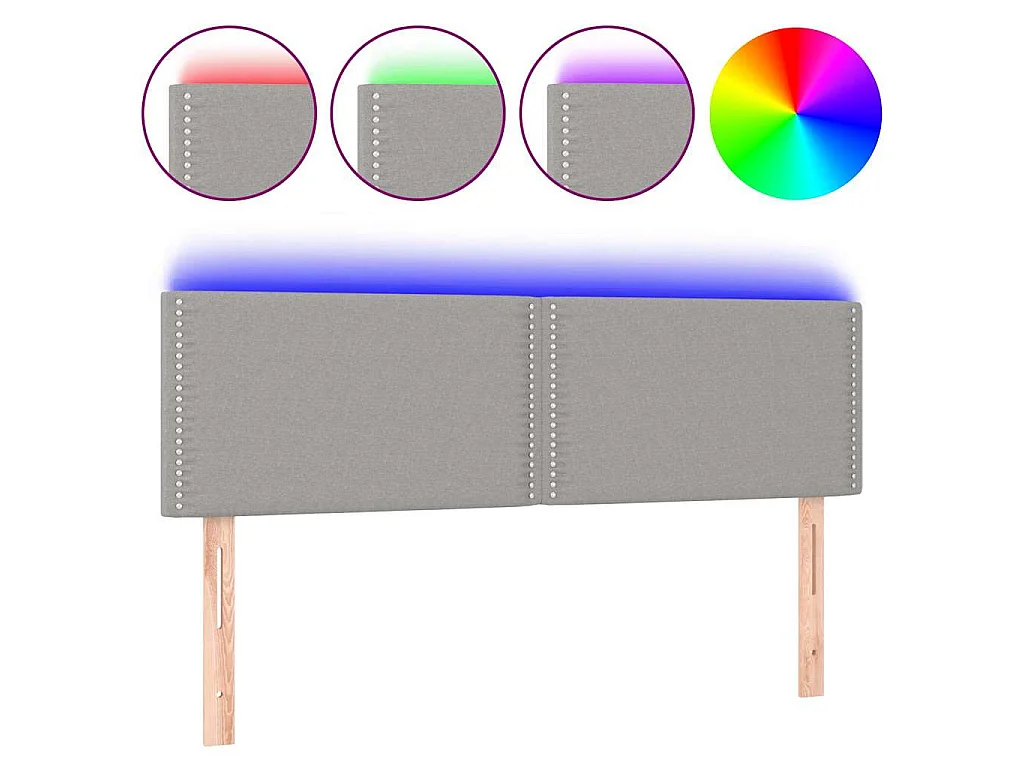 Testiera a LED Grigio Chiaro 144x5x78/88 cm in Tessuto