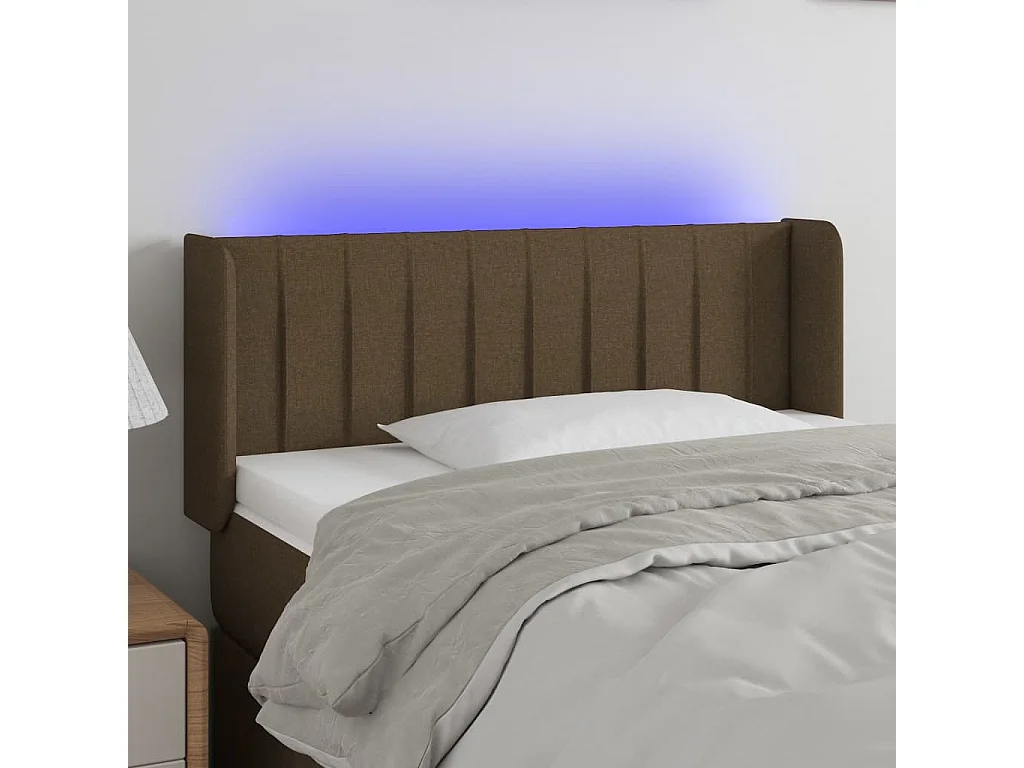 Tête de lit à LED Marron foncé 93x16x78/88 cm Tissu