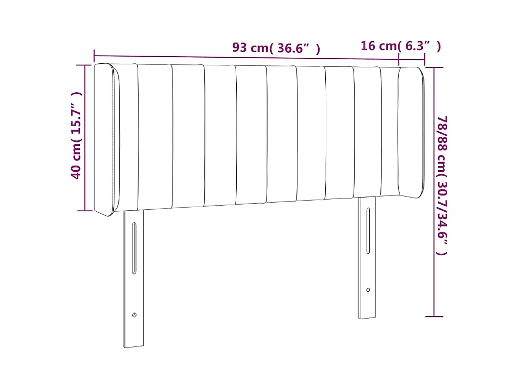 Tête de lit à LED Marron foncé 93x16x78/88 cm Tissu