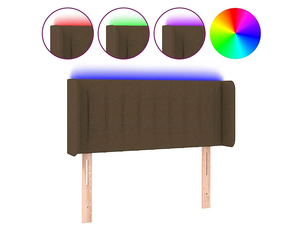 Tête de lit à LED Marron foncé 93x16x78/88 cm Tissu