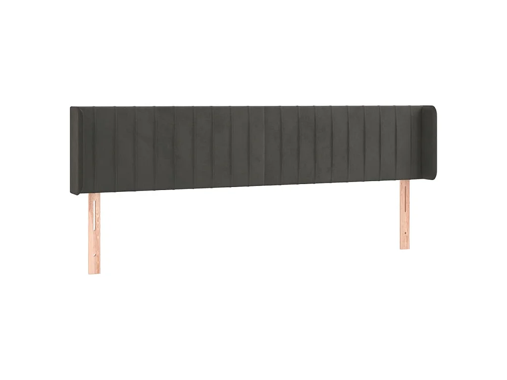 Hoofdbord met randen 203x16x78/88 cm fluweel donkergrijs