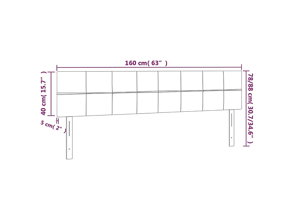 Hoofdbord LED 160x5x78/88 cm fluweel lichtgrijs