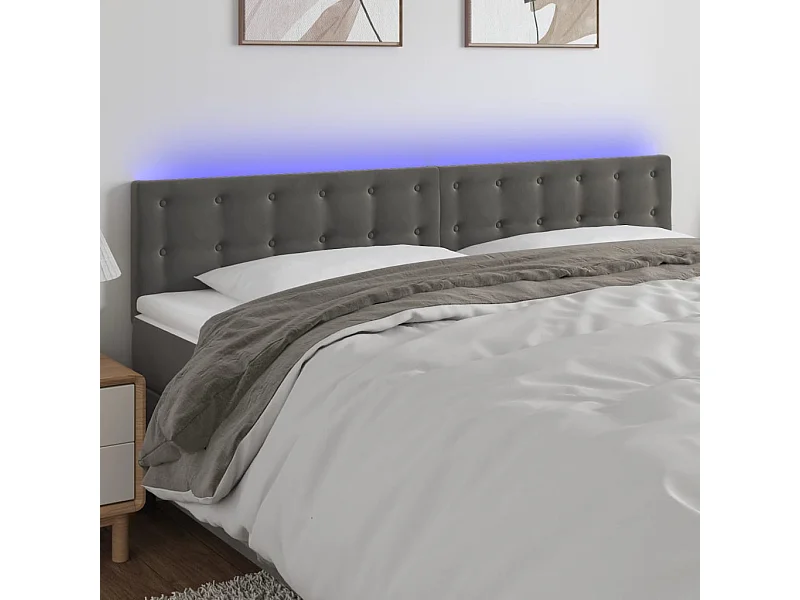 Tête de lit à LED Gris foncé 180x5x78/88 cm Velours